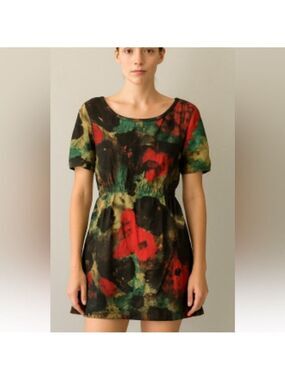 Olga de Polga Anthropologie watercolor abstract elastic waist sundress medium